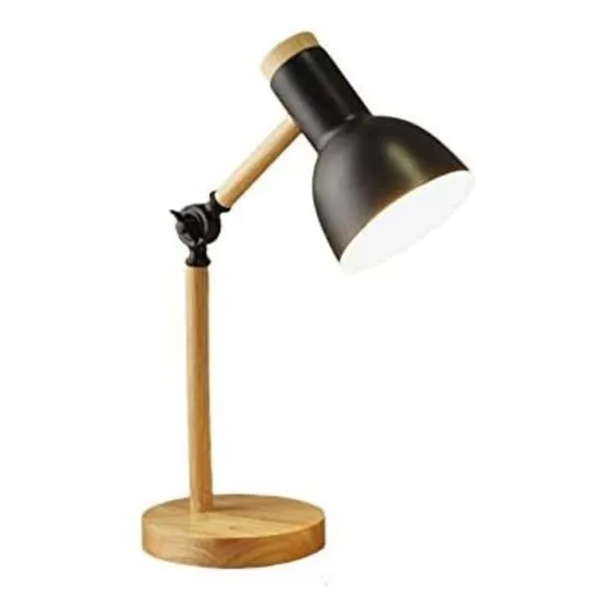 Lampara Escritorio Mesa Nordica velador Articulada Metal Y Madera IMBACK Color Negro