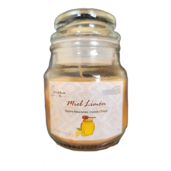 Vela Aromatica Miel Limon Mejora Relaciones Inyecta Chispa Color Naranja