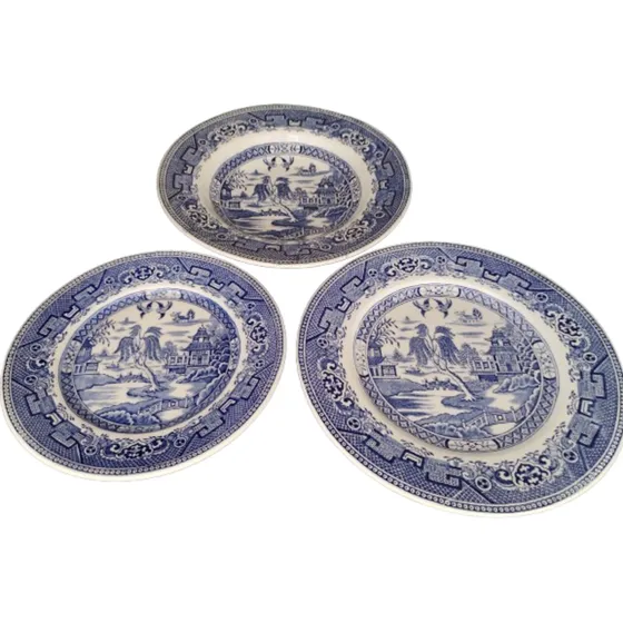 Finísimos Platos Willow Lozur Años 50 Inmaculados Llanos/hon
