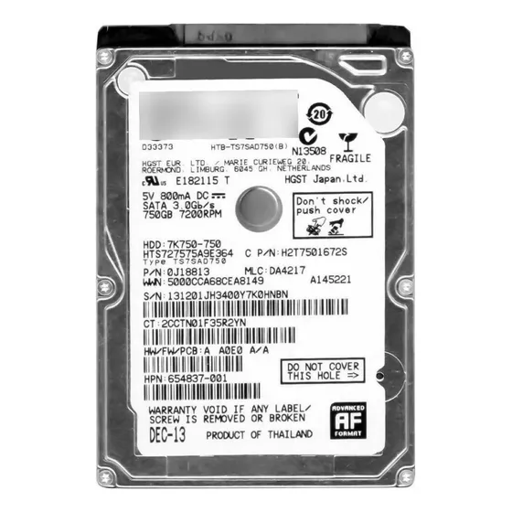 Hd Interno Notebook Hgst 750gb 7200rpm 5v 800ma