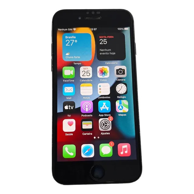 iPhone 7 128gb Preto Fosco Apple Saúde 100%+ Fone Bluetooth