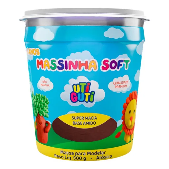 Massinha De Modelar Soft Pote 500gr Utiguti Cores Sortidas Cor Marrom