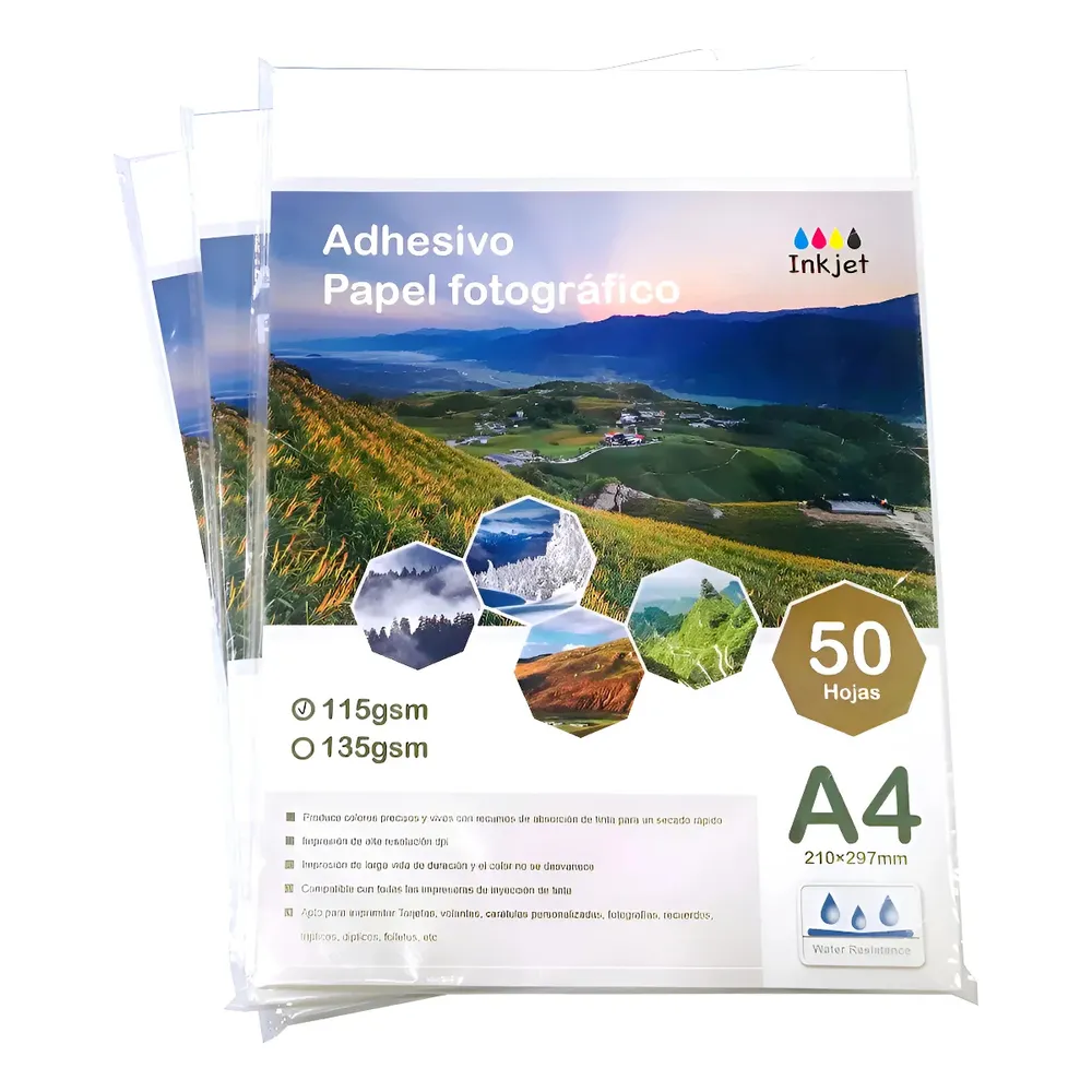 Papel Fotográfico Adhesivo Lee Centro 115grs A4 50 Hojas Blanco