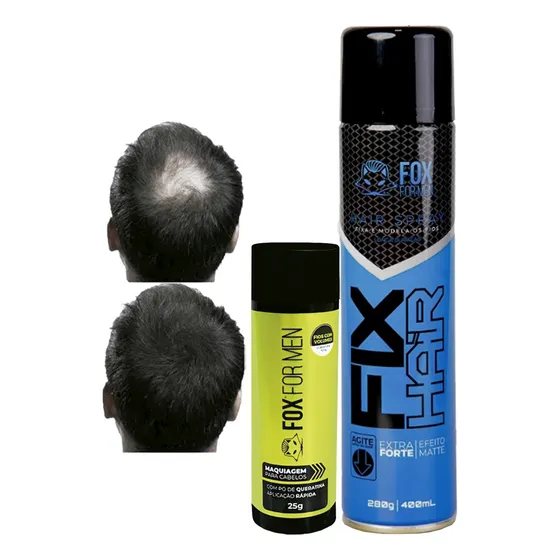 Kit Maquiagem Fibra Capilar Pó Queratina+fixador Laquê Spray