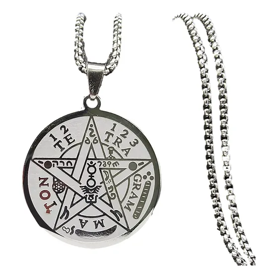 Collar Medalla Tetragramaton Pentagrama Dije Pentáculo Salomon Colgante Cinco Puntas Protección Amuleto Energía Luz Y Sabiduria En Acero Inoxidable