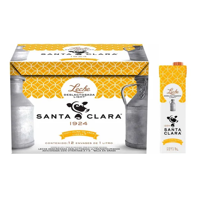 Leche Deslactosada Light Santa Clara 12 Pzas De 1 L C/u