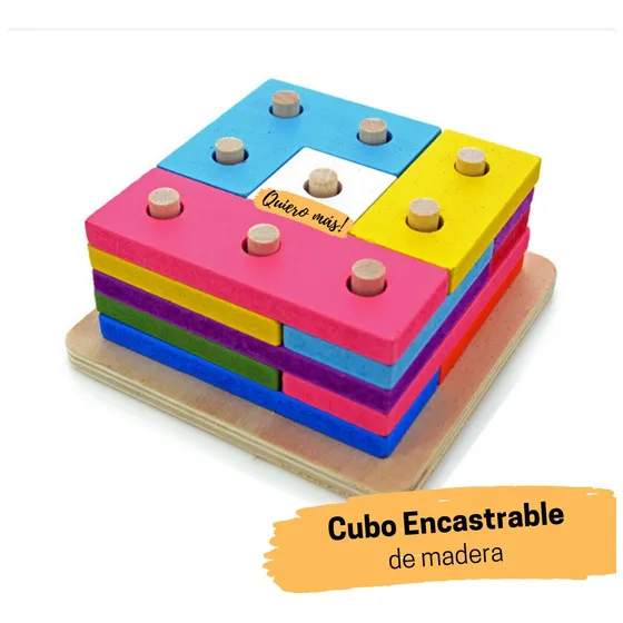 Juego De Encastre Cubo Tetris Ingenio Didactico De Madera