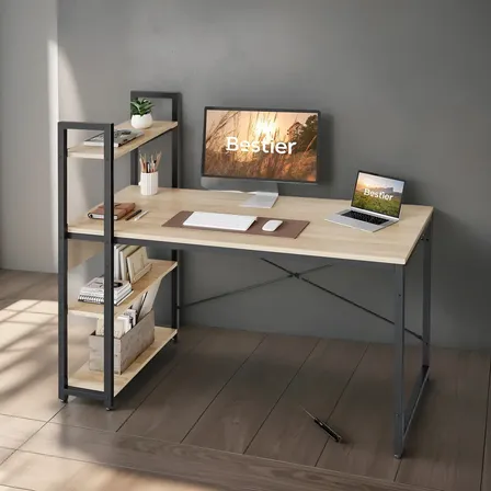 Escritorio Minimalista Con Estantes Laterales Mesa De Trabaj