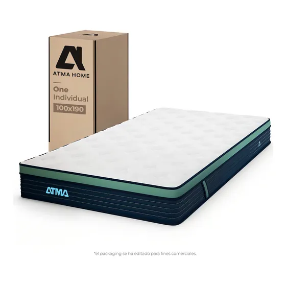 Colchon Atma One Individual En Caja 3 Capas De Espuma Blanco 100x190x20cm