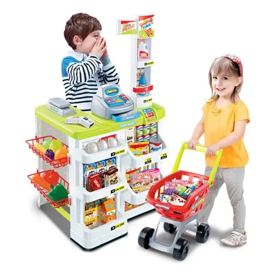 Supermercado Juguete, Carrito Compra, Caja Registradora
