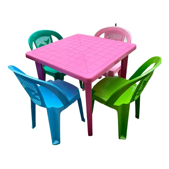 Combo Mesa Infantil +4 Sillas Plasticas D Niños Gama/colores