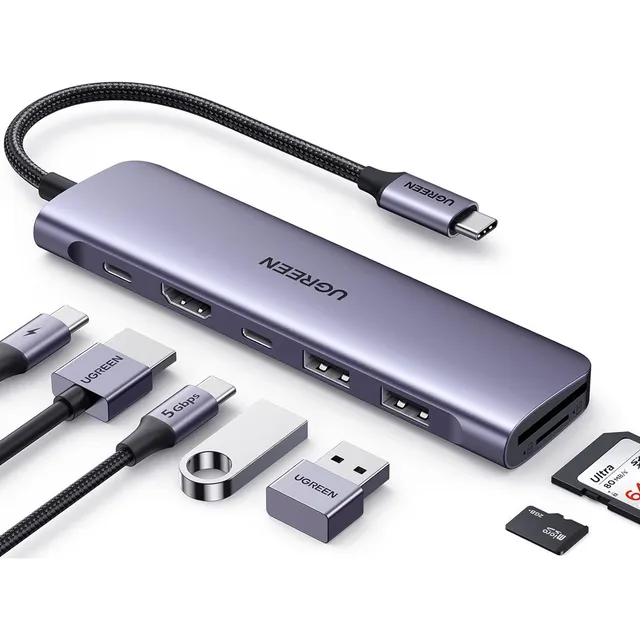 Hub Usb-c 7 En 1 Ugreen 2 Usb-a, 2 Usb-c, 1 Hdmi 4k/60hz Sd