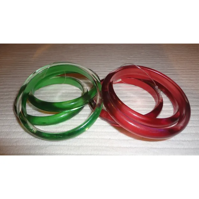 Pulseras Redondas Rojo Y Verde. Bisutería Fina Importada