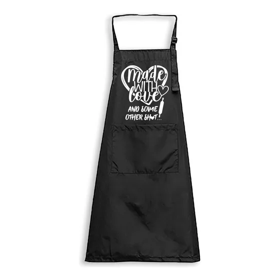 Delantal Divertido Para Hombr Mujer  Negro Bolsillo Chef