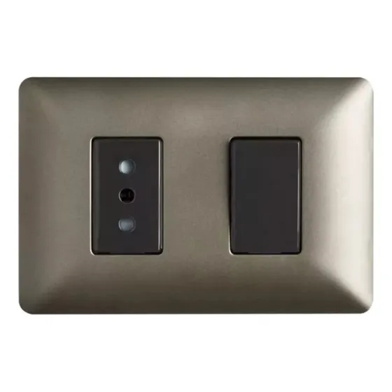 Pack 5 Interruptor Luz Con Tomacorriente Pared Café 