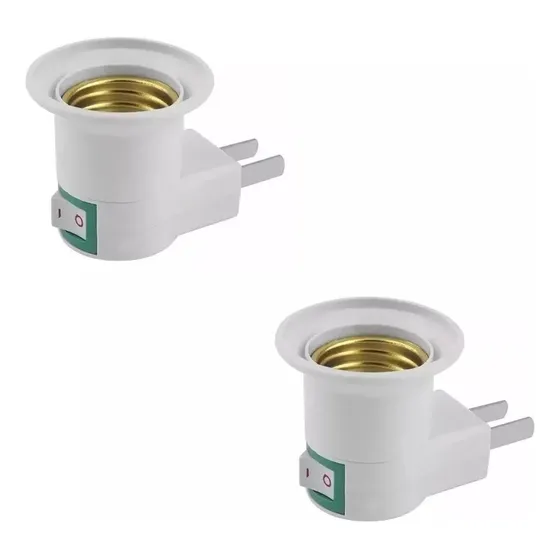Set X 2 Unidades Porta Lampara Enchufe Adaptador Portatil 