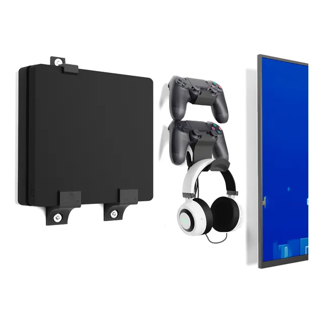 Base Soporte De Pared Para Ps4 Slim Pro Fat + Controles