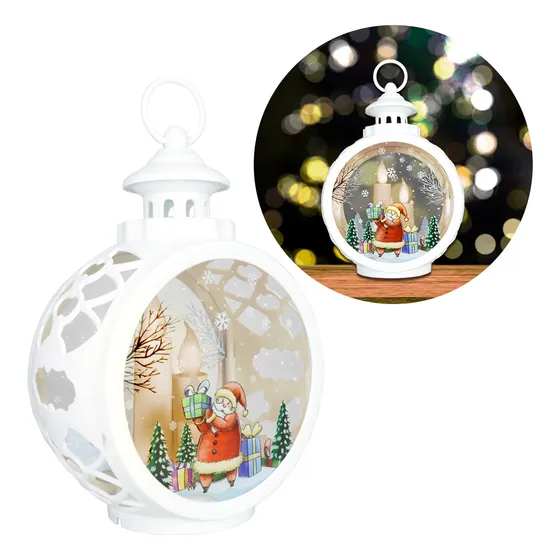 Linterna Farol De Navidad Christmas Con Vela Luz Decorativa Perfecto Para Fiestas Y Estilo Navideño Color Blanco