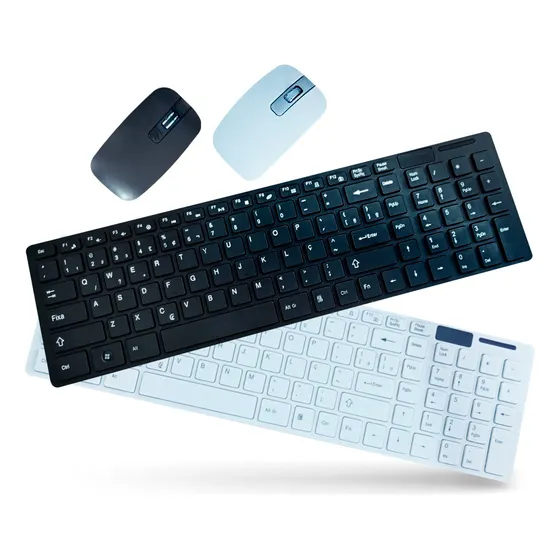 Kit Teclado E Mouse Sem Fio Wireless Slim Branco Ley-171