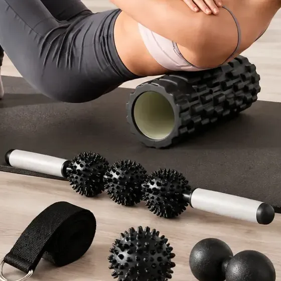 Kit 6 En 1 Rodillo Masajeador Elogación Roller Foam Yoga Pilates Fitness Rodillo Masajeador Yoga Pilates Fitness Torvea