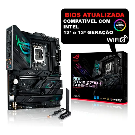 Placa Mãe Asus Rog Strix Z790-f Gaming Wifi Lga1700 Ddr5 Cor Preto