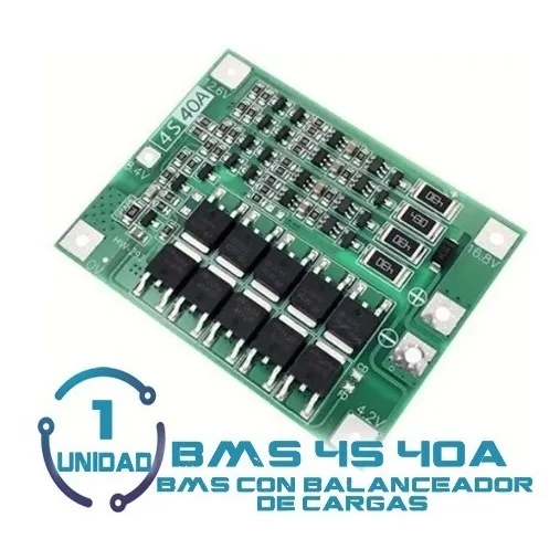 Bms Pcm Controlador De Carga Baterías De Litio 4 Celdas 40a