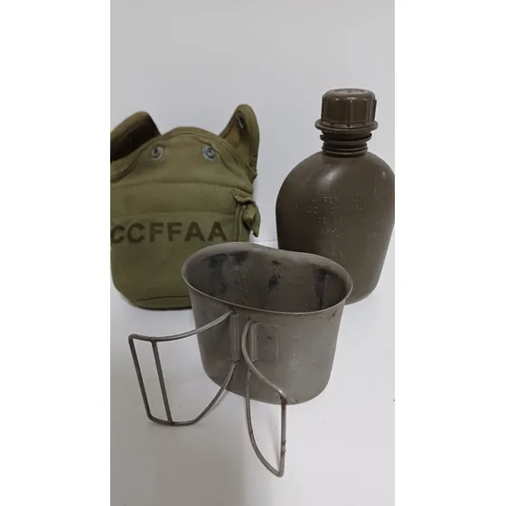 7k Antigua Cantimplora Militar Ejército Completo Lista Para Verde Musgo