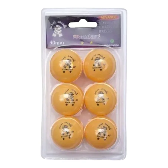 Pelotas Ping Pong Giant Dragon Color 2 Estrellas X6 Blister