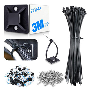 100 Pz Set Cinchos De Plastico, Bases Adhesibles Y Tornillos 100 Pz Set Cinchos De Plastico, Bases Adhesibles Y Tornillos