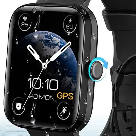 Relógio Inteligente Smartwatch GPS Autônomo Chamadas Bluetooth NOVANTE Moda Digital Feminino Masculino Esportivo preto IP68 3ATM Agua Tela Hd 1.85 350mAh 10Dias Android IOS Com Monitoramento de saúde