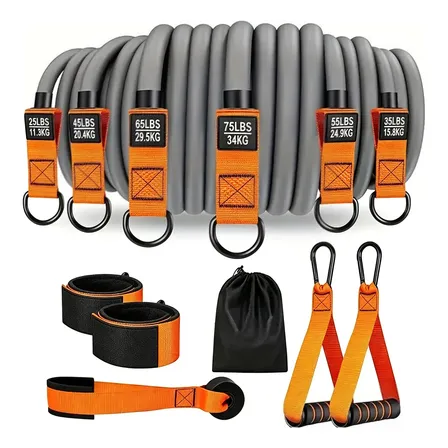 Kit Faixas De Resistência Até 300 Lbs Treino Com Acessórios Laranja