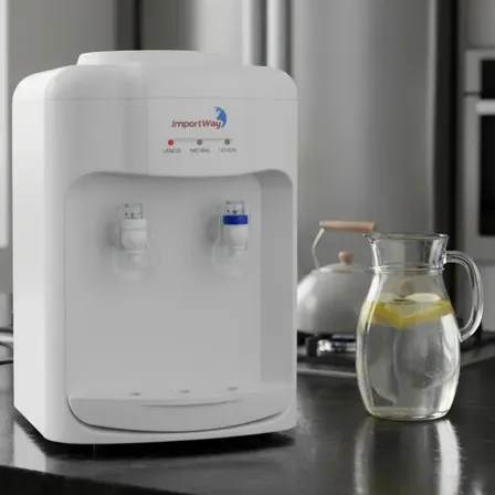 Bebedouro Refrigerado Água Gelada Natural Galão Garrafão Mesa Eletrônico Branco Importway Iwbar