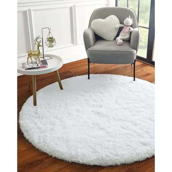 Alfombra Redonda De Pelo Suave Shaggy 150 Cm