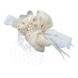 Diadema Elástica Para Bebé, Rosas De Tela, 1pz Diadema Elástica Para Bebé, Rosas De Tela, 1pz