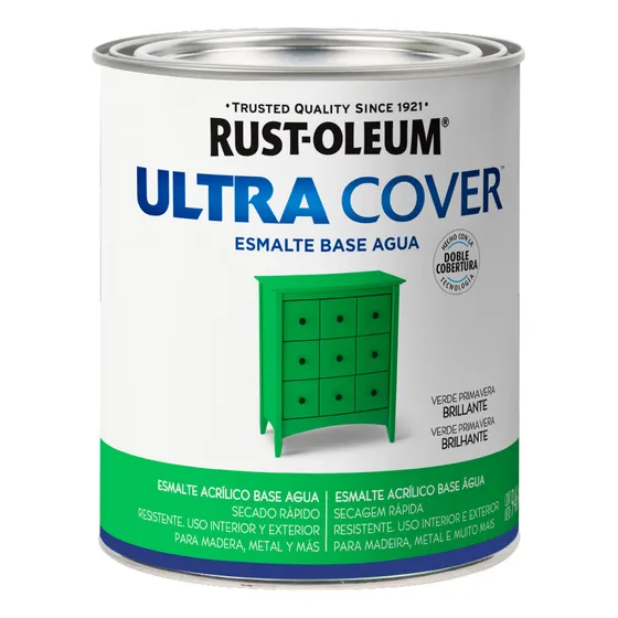 Esmalte Al Agua Ultra Cover Brochable 0,946 Litro Rust Oleum Color Verde Primavera Brillante