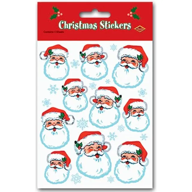 Etiquetas Engomadas De La Cara De Santa (4 Shs / Pkg)
