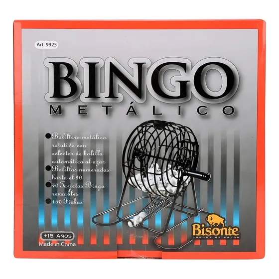 Bingo Bolillero Metálico 90 Bolillas Numeradas Bisonte