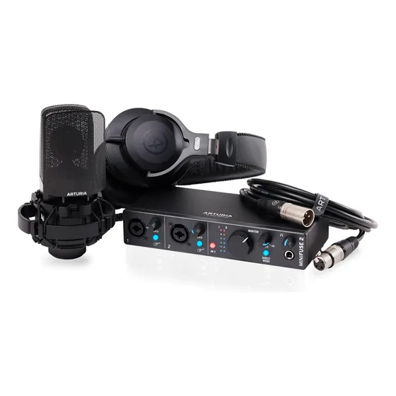 Kit De Grabación Arturia MiniFuse Recording Pack Interfaz + Micrófono + Audífonos Negro
