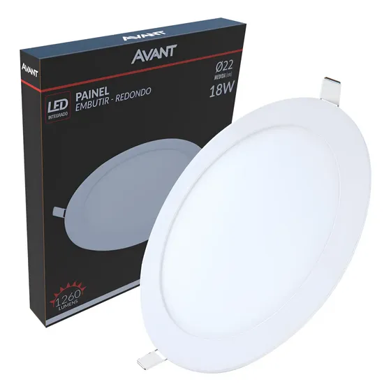 Plafon Painel Led Redondo Embutir 18w 6500k Ultra Slim 22cm