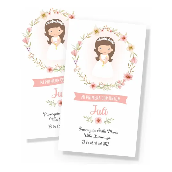 Estampita, Tarjeta Comunión, Nena Flores - Para Imprimir