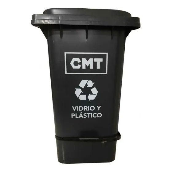 Tacho De Basura Industrial Negro Con Tapa Y Pedal De 240 L