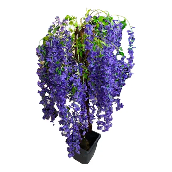 Arbol Plantas Flores Artificiales Planta 150 Cm Gomero Bambu Color Violeta