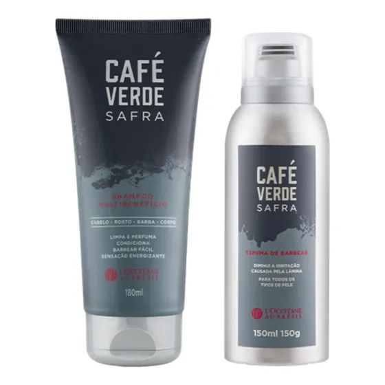 Kit Banho Masculino Shampoo + Espuma Barbear Café Verde