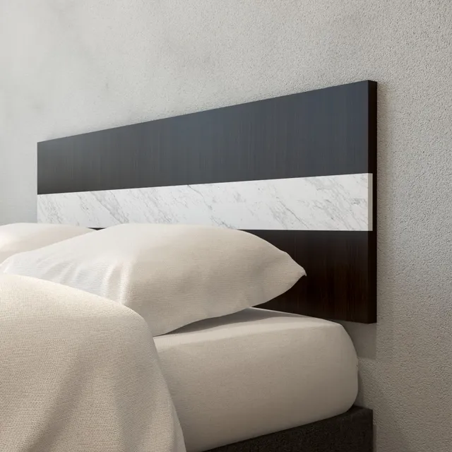 Cabecera Matrimonial De Pared Minimalista Bicolor Carrara Color Chocolate Texturizado /carrara