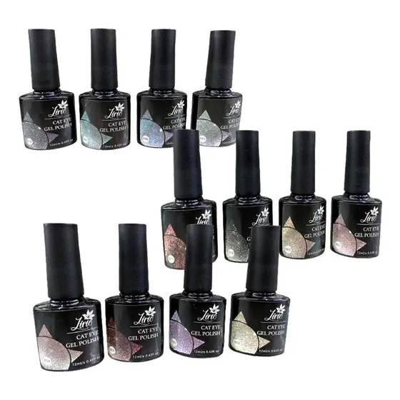 12 Esmaltes Em Gel Magnético Olho De Gato Unhas Nails 12ml