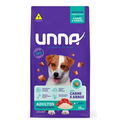 Ração Cães Unna Adulto Pequeno Porte Carne E Arroz 15kg