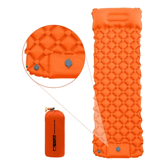Colchoneta Inflable Individual Camping Overfit Light 10cm Color Naranjo