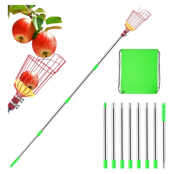 Recolector De Frutas Con Cesta De Acero, 3 Metros De Largo
