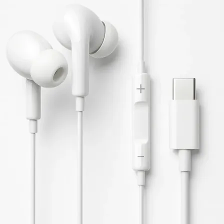 Fones De Ouvido Usb-c Tipo C Intra Auricular Com Microfone Borracha De Silicone Para Isolamento De Ruído Som Estéreo... Branco