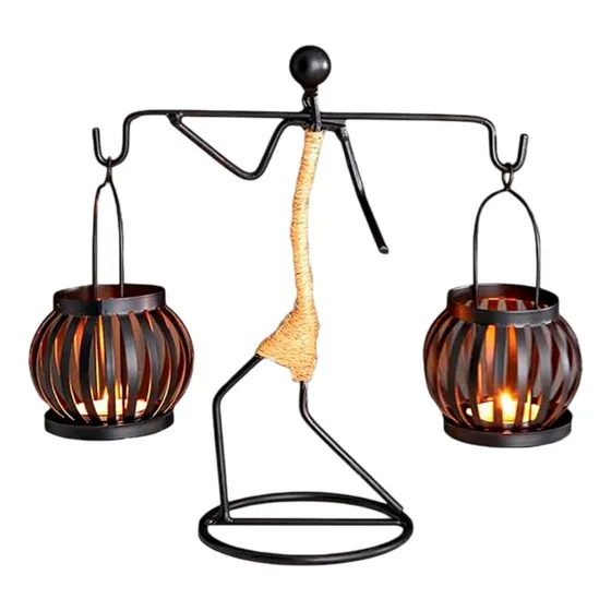 Candelabro Doble En Hierro Estilo Nórdico Figura Femenina